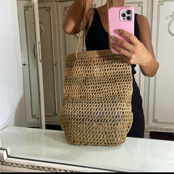 Summer straw tote bag handmade - Picture 2 of 3